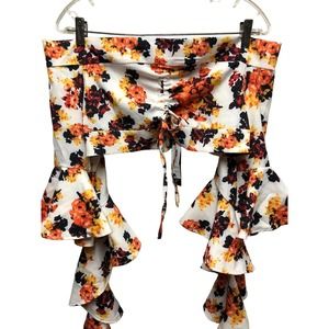 NWT Beulah off shoulder smock printed drop top L